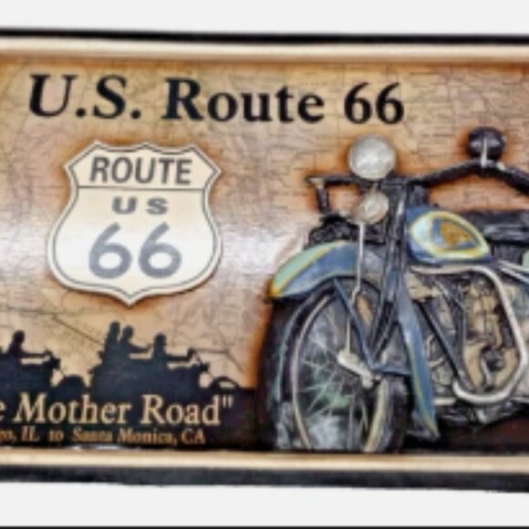 Route 66 3D Wooden Wall Plaque Indian Motorcycle “The Mother Road” 15x21 - Picture 5 of 13